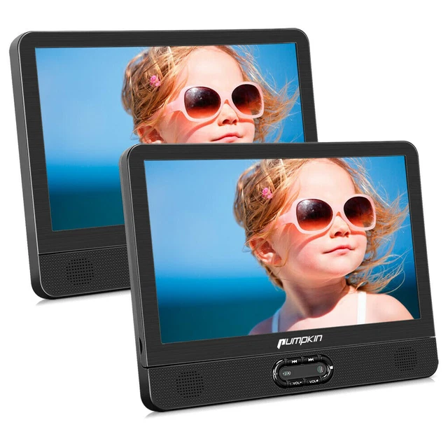 2X 12" Tragbarer DVD Player Auto Fernseher Kopfstützen Monitor USB SD AV-IN AKKU