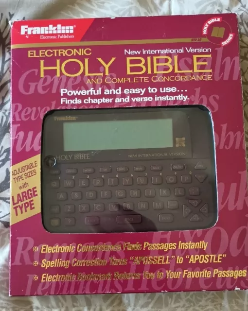 Franklin NIV-30 Electronic Handheld Holy Bible NIV with Case & Manual Excellent