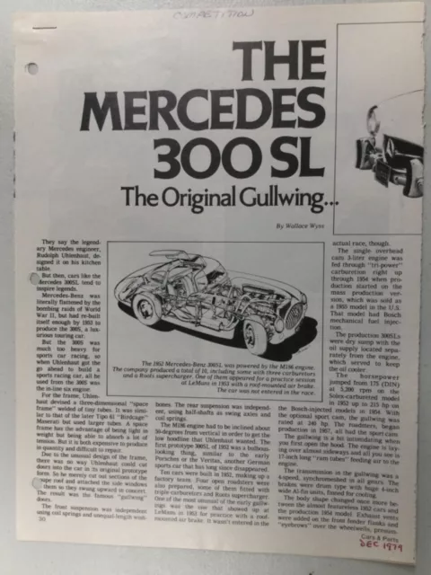MBArt22 Article Mercedes Benz The Mercedes 300 SL The Original Gullwing 12/79 2p