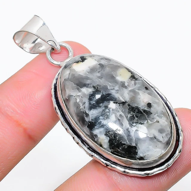 K2 Blue Azurite Gemstone Handmade 925 Sterling Silver Jewelry Pendant 1.97"