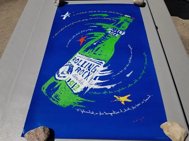 Vtg 1999 NOS Rolling Rock Beer Pop Art Poster Latrobe Brewing Co. Horjus