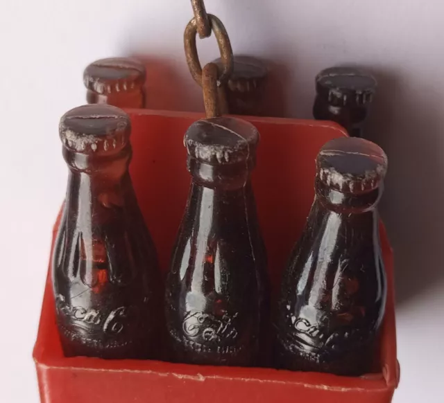 Vintage alter Schlüsselring Schlüssel Kunststoff 6er Etui Coca Cola Flaschen Getränk KOKS