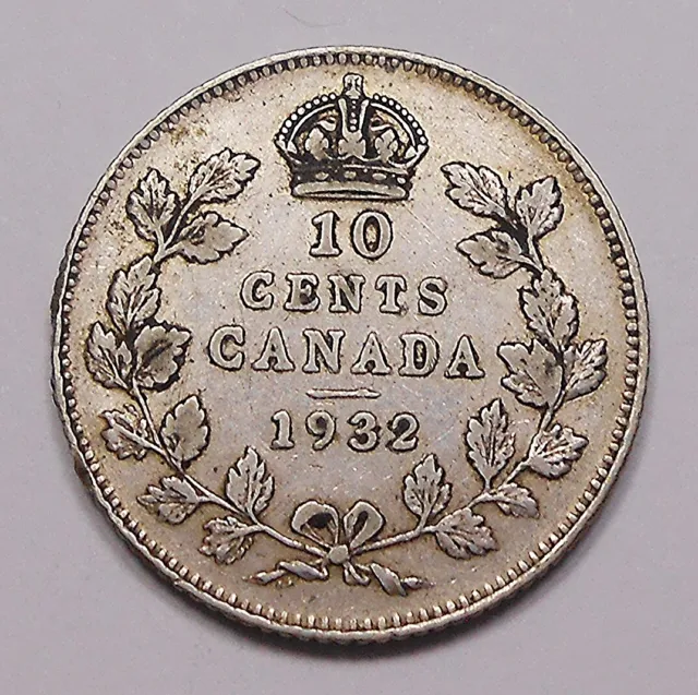 1932 Ten Cents VF-EF * HIGH Grade LOW Mintage BETTER George V Silver Canada Dime