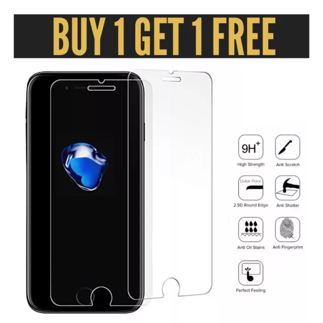 100% Genuine Tempered Glass Screen Protector Guard For Apple iPhone 8 Plus