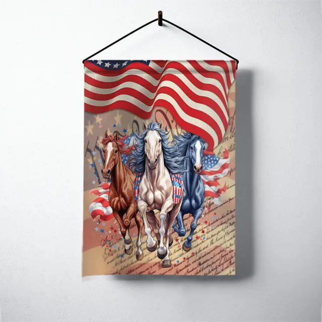 Patriotic American Horse Garden Flag, 4th Of July Horse Flag, Freedom Day Flag