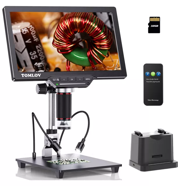 TOMLOV Soldering Microscope Camera 1500x HDMI Digital Magnifier View Entire Coin
