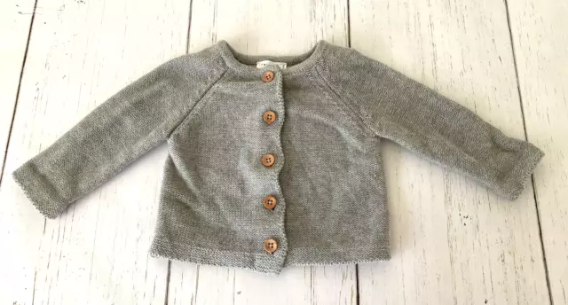 Jamie Kay Baby Infant 3-6 Months Cardigan Sweater Knit Gray Button Up Front