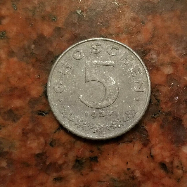 1957 Austria 5 Groschen Coin - Zinc - #A3160
