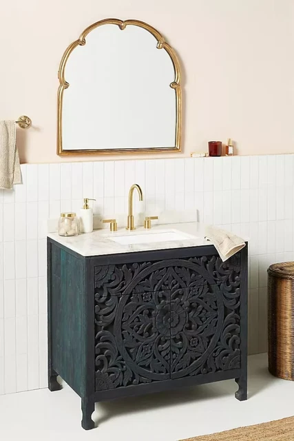 Hand carved Bathroom Vanity Furniture Solid Wood Amazing Carving Solid Wood