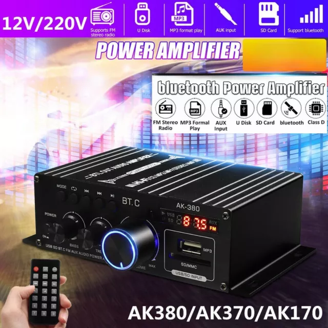 400W Bluetooth HiFi Power Amplifier Audio Digital Stereo FM AMP With Remote UK