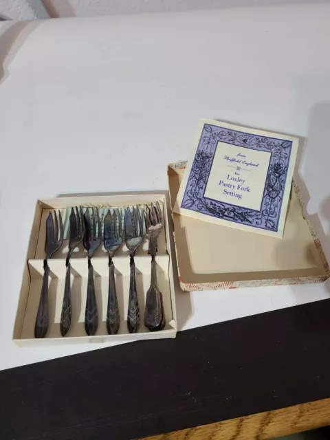 VTG Sheffield England Pastry Cake Dessert Fork mix (5+2) Set Silverplate, B4#32