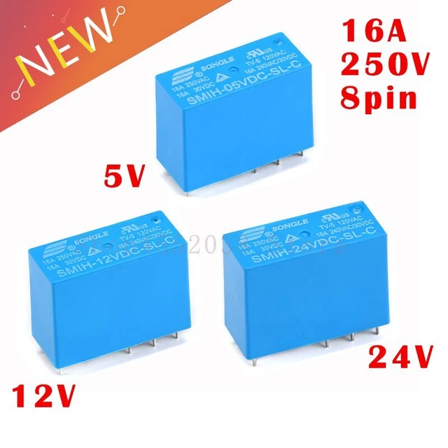 10PCS POWER RELAYS SMIH05VDCSLC SMIH12VDCSLC 5V 12V 24V 16A 8PIN