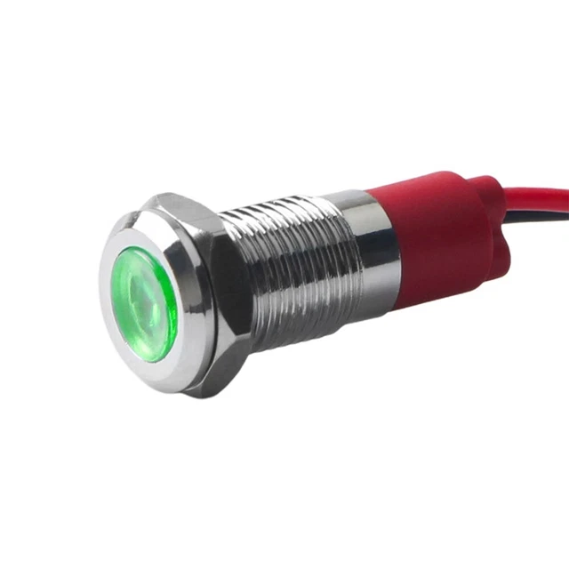 6Pcs 8mm LED-Indicator Light 12-24V Waterproof-Signal Light Flat Head With Wires