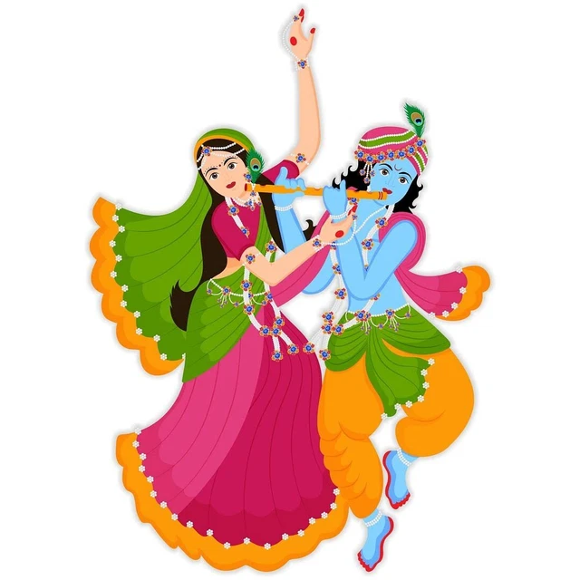 INDIAN TRADITIONAL BEAUTIFUL RadhaKrishna with Bansuri Wall Sticker