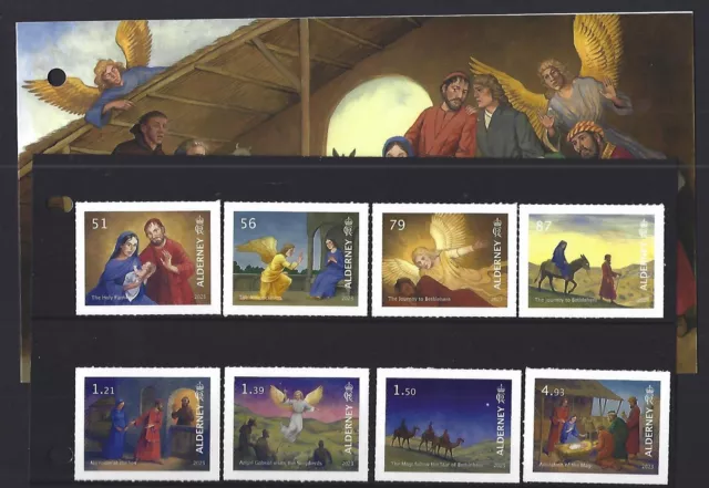 Alderney 2023 Noël Timbres Ensemble De 8 Pack Présentation