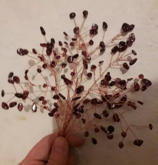 15 French Beaded Flower Stem 100 Red Garnet Diy Gemstone Tree Type Bouquet Posy