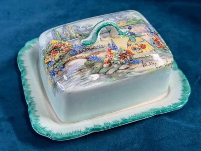 Vintage Lancaster And Sons. "In An Old World Garden" - Lidded Butter Dish -