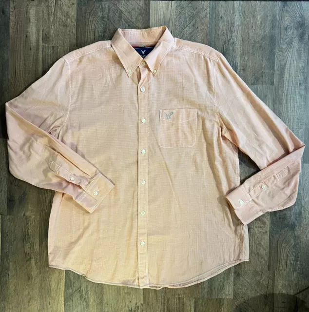 American Eagle Outfitters Dress Shirt Classic Fit Mens Size Large Pink Salmon