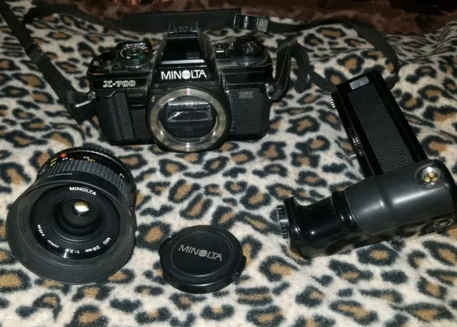 Minolta X-700 Classic Film Camera with MD 28mm lense and Motor Drive 1