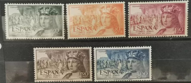 España Edifil # 1111-1115 Scott# C139-C143 ** MNH Fernando el Católico 1952