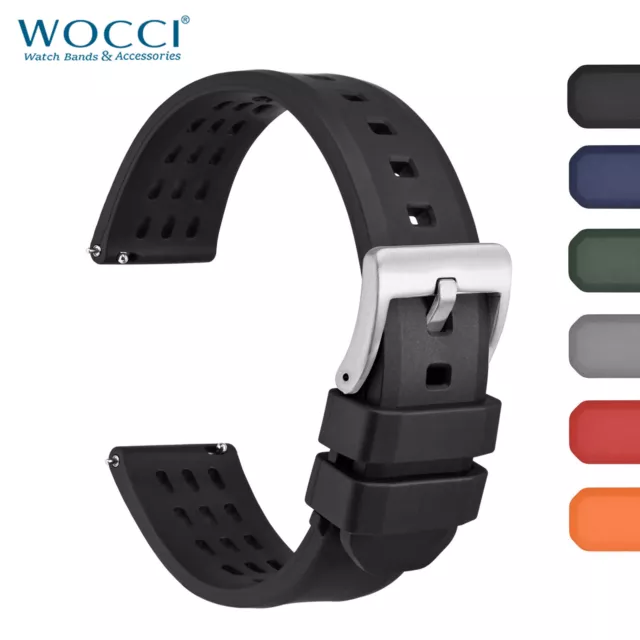 WOCCI Rally FKM Rubber Watch Bands (Not Silicone), 20mm 22mm Replacement Straps