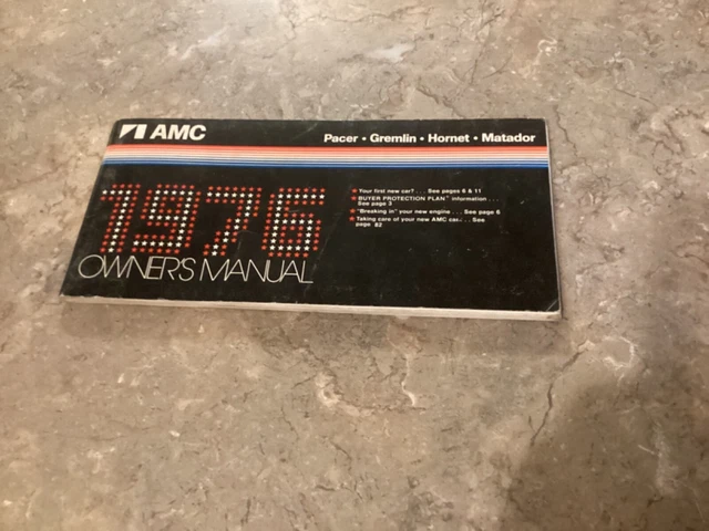 76 AMC Pacer Gremlin Hornet Matador Original Owners Manual