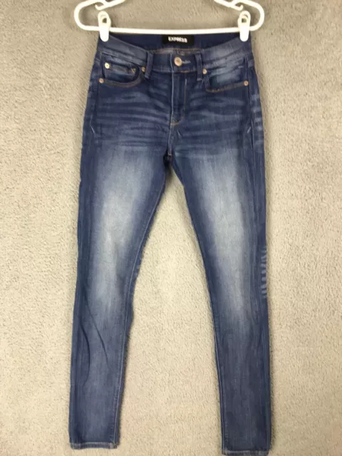 Express Womens Mid Rise Stretch Blue Jegging Jeans Size 2r 27x30