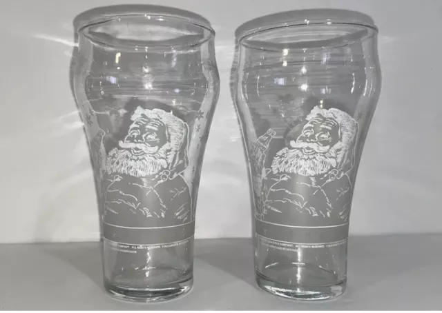 2 VTG 1999 Always Coca-Cola Christmas Bell Drinking Glasses Santa Claus EUC