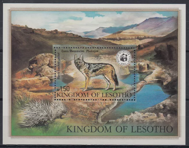 Lesotho 1981 ** Bl.12 Tiere black backed jackal WWF [st2666]