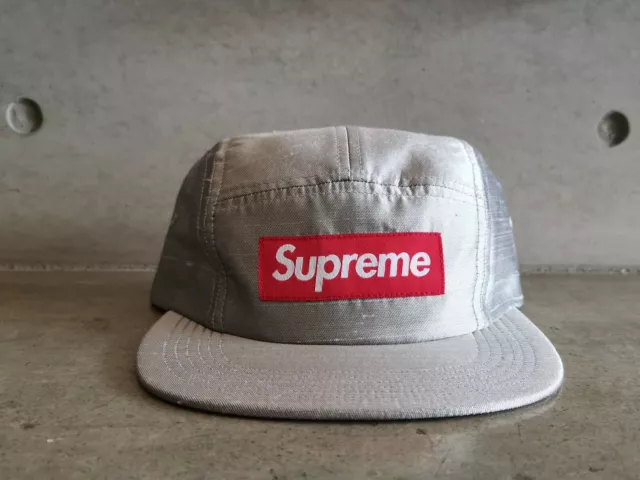 SUPREME RAW SILK Box Logo Camp Cap Silver 70.00 PicClick UK
