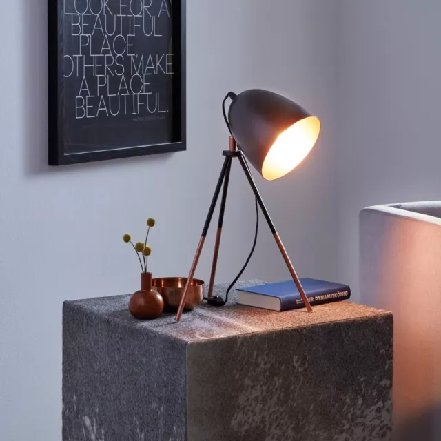 LICHT-TREND Stake Lampe de Table Avec Objective Noir & Cuivre