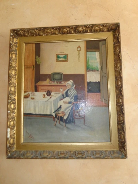 Tableau Ancien - Peinture à L'Huile Sur Toile Signée, École Française, Paysage Impressionniste