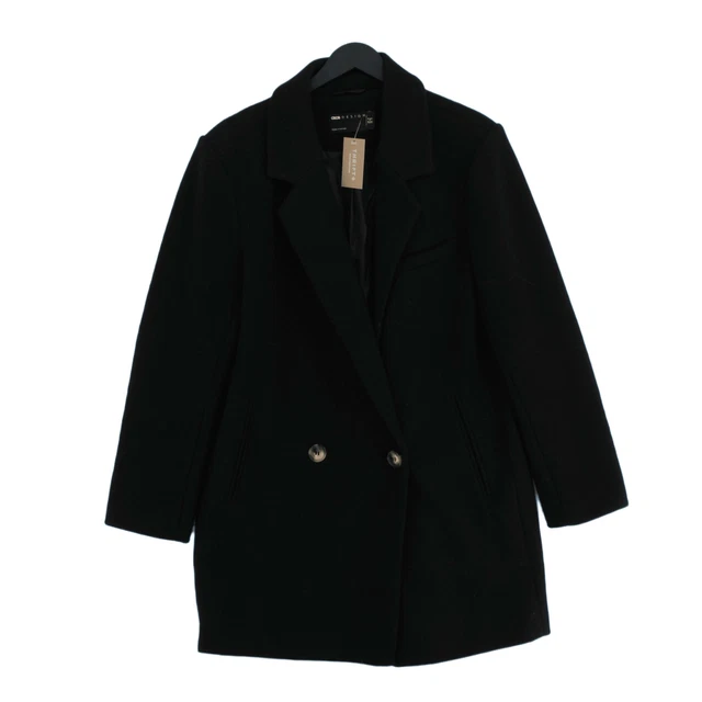 Asos Women's Coat UK 8 Black Cotton with Polyester, Elastane