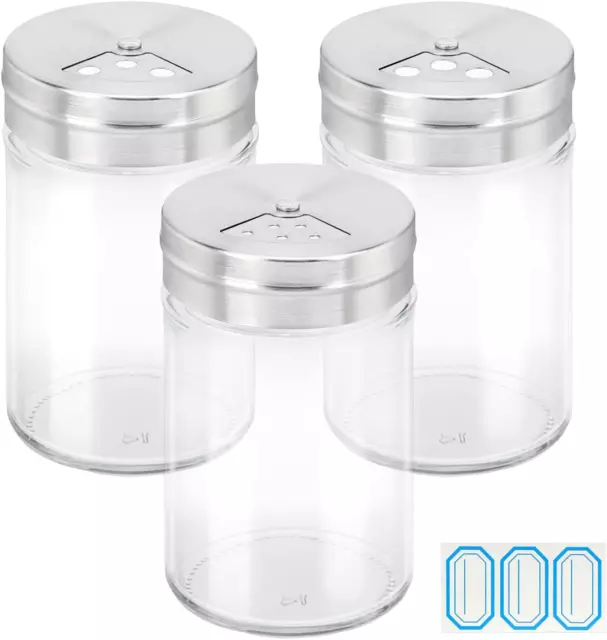 3 Pack Salt and Pepper Shaker Shakers Spice Jars Oz Bottles with Lids Glass