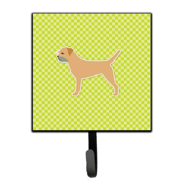 "Caroline's Treasures Border Terrier Checkerboard Green Leash or Key Holder B...