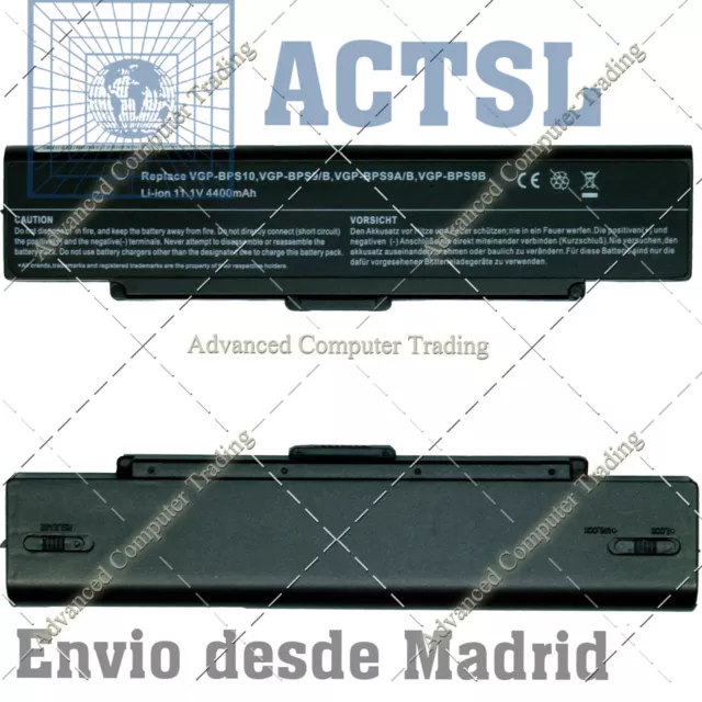 Batería para portátil Sony Vaio VGP-BPS9A/B VGP-BPS9B PCG-7113M 11.1V 4400mAh