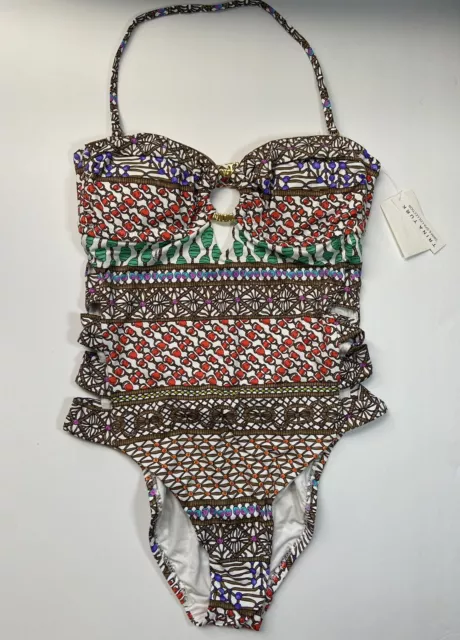 Trina Turk Macrame Mix Bandeau One piece Swimsuit NWT