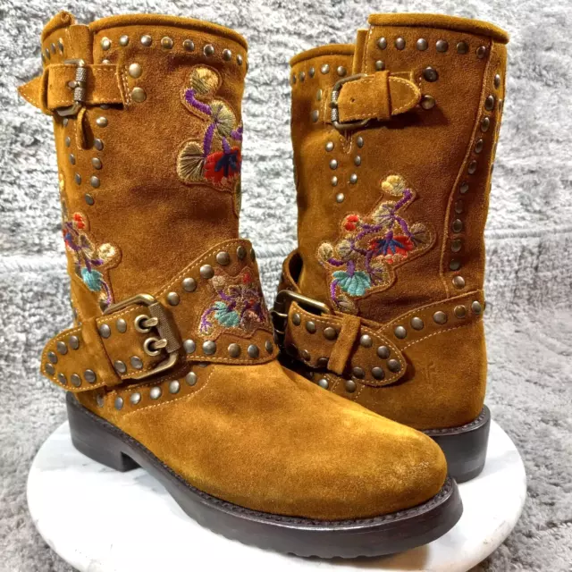 Frye women's nat deals flower engineer boot