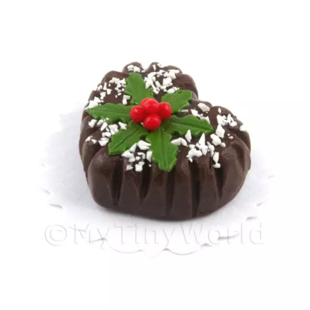 Dolls House Miniature Heart Shape Chocolate Christmas Cake