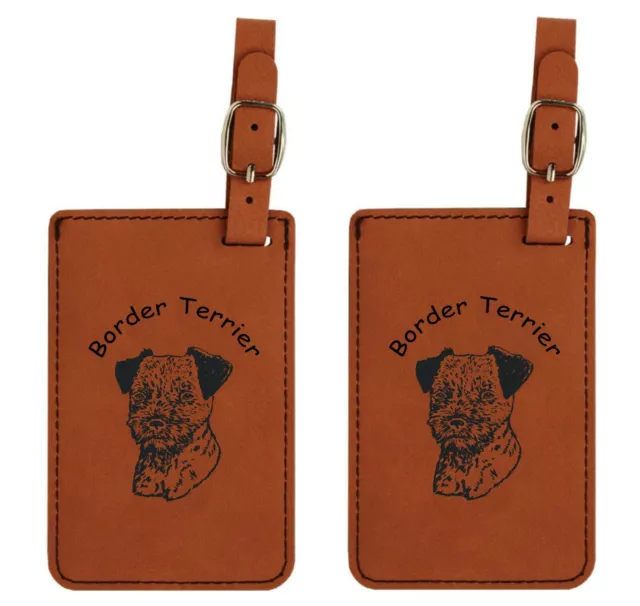 L1909 Border Terrier Head Luggage Tags 2Pk FREE SHIPPING 20 Breeds Available