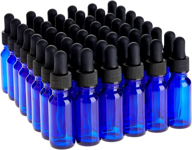 Juvale 48 Count 0.5 oz Blue Glass Dropper 15ml/0.5 Ounce - 48 Pack,