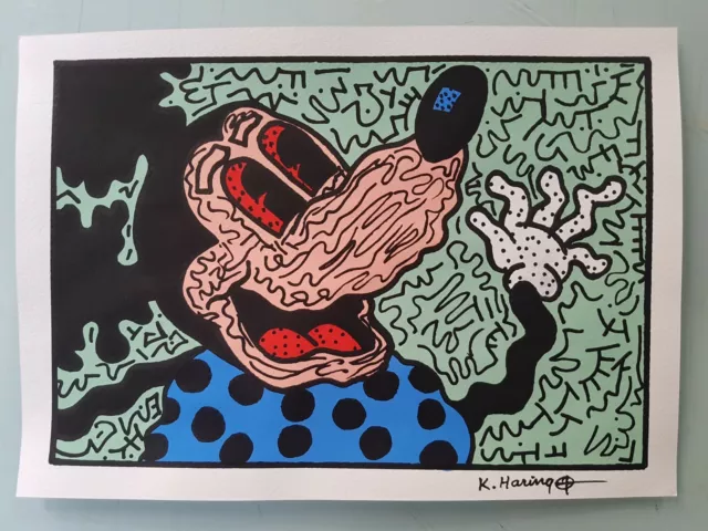 Keith Haring Hand Signed. Watercolor Drawing. Pop Art. Handmade