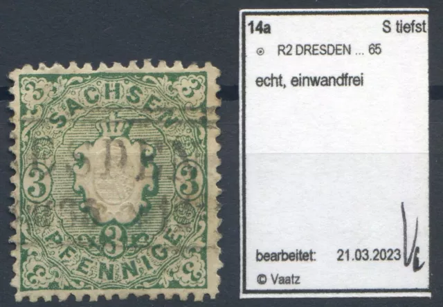=Sachsen Mi.Nr.14 a gestempelt geprüft Vaatz BPP - 50 M€ - einwandfrei!=