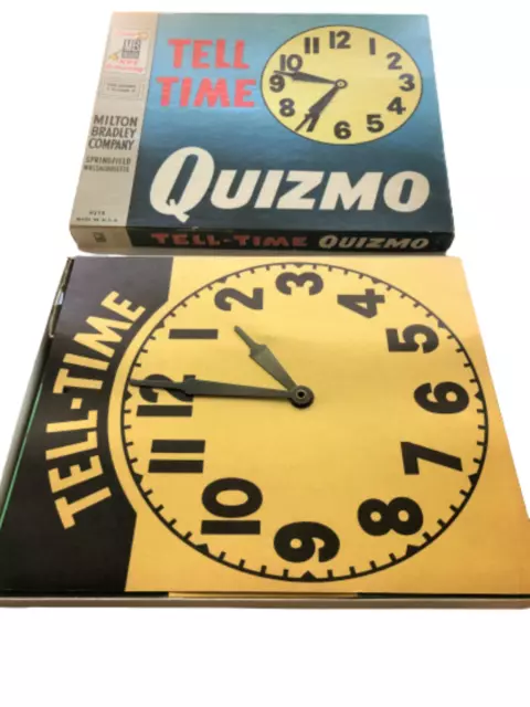 NIB 1958 TELL TIME Game HOMESCHOOL Teachers QUIZMO MILTON BRADLEY Never Used Vtg 3
