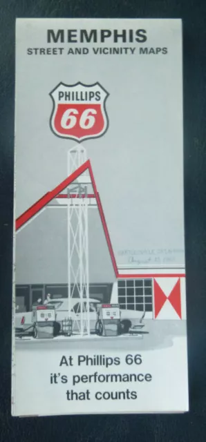 1968 Memphis street road map Phillips 66 Tennessee