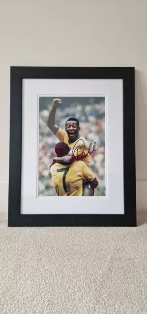 Pele Framed Brazil Hand SIGNED Autograph Photo Mount Memorabilia Display COA