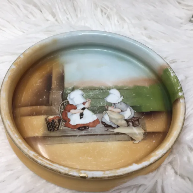 Antique Royal Bayreuth  Little Girls Mending Sewing Child's Baby Bowl