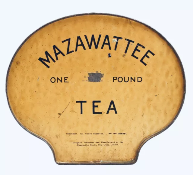 Ornate 1902 Mazawattee Tea Advertising Tin In The Shape Of A Shell 3