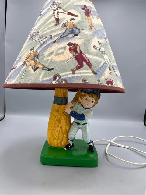1978 Sears, Roebuck & Company Female Baseball Player Ceramic Lamp with Shade 1978 Sears, Roebuck & Company Female Baseball Player Ceramic Lamp with Shade
