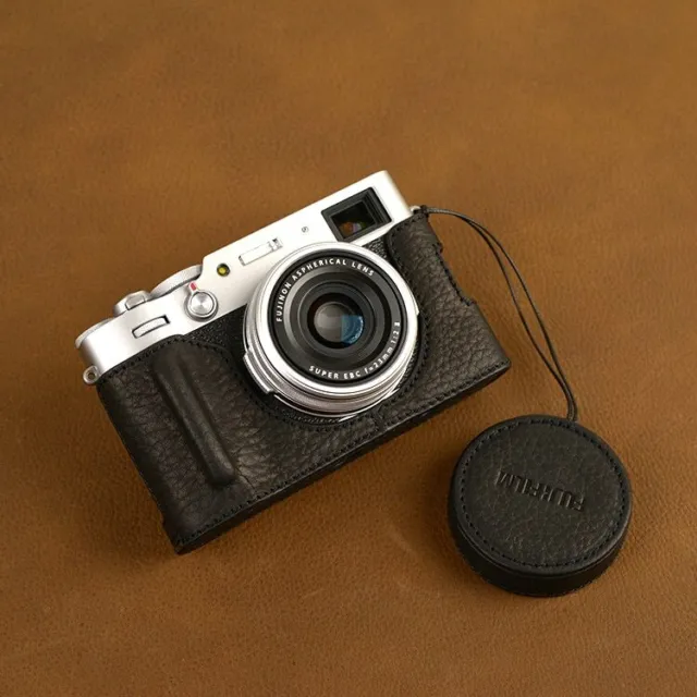 For Fujifilm X100V Genuine Leather Half Camera Case Cover With Leather Lens Cap